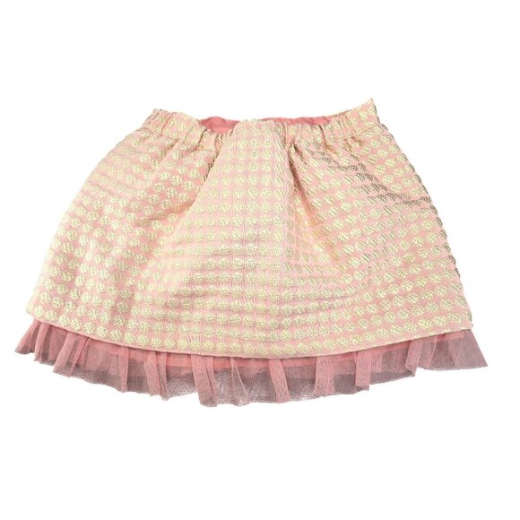 Gold & Pink Metallic Toddler Skirt Polka Dot Tulle Layer Elastic Waist 3T JJ3928 - Picture 4 of 7